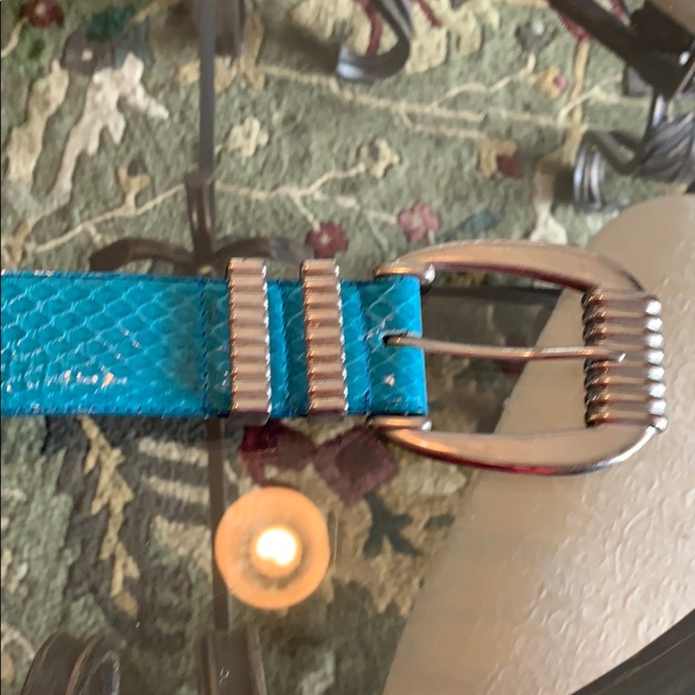 Genuine Snakeskin turquoise belt w/silver buckle